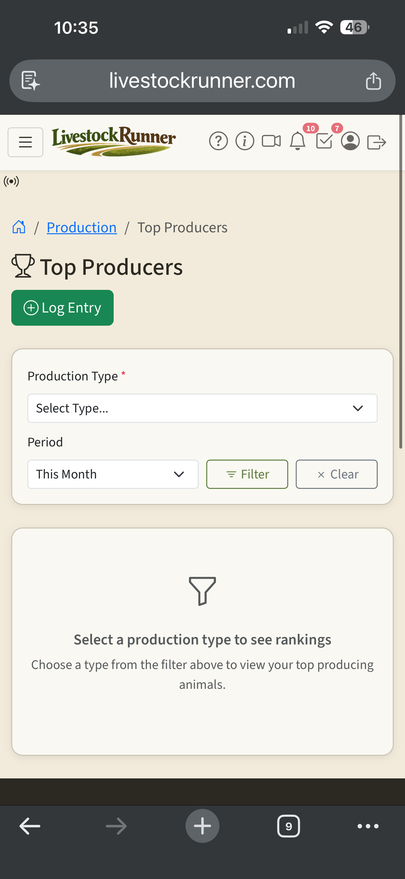 Top producers report ranking animals by total output